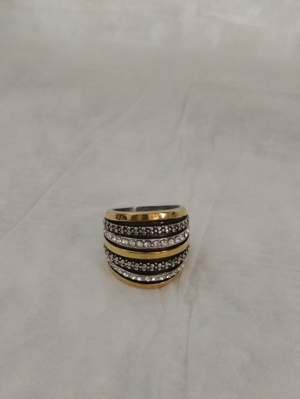 Emma Skye Gold-Tone Multi-Row Crystal Dome Ring Size 7